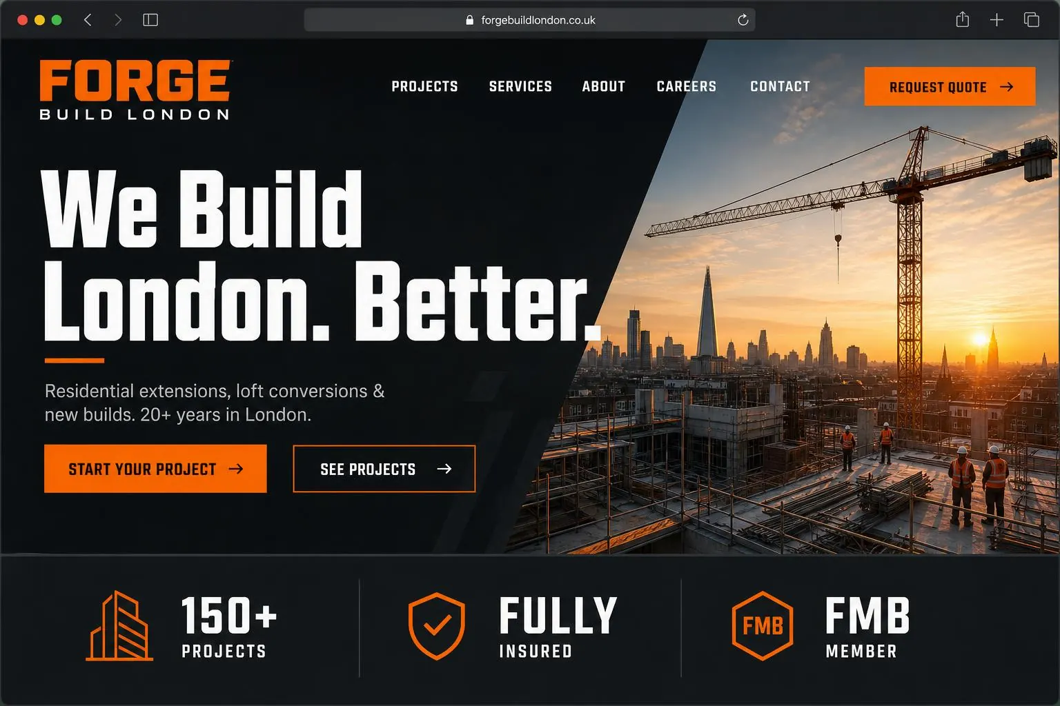 Construction Firm - custom website design in London for small business by Website Design In London web design agency