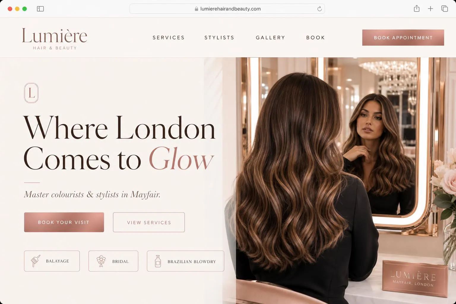 Beauty & Hair Salon - custom website design in London for small business by Website Design In London web design agency